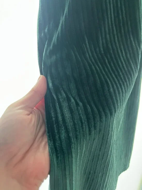 CBR Deep Green Velvet Long Sleeve Dress S / US 4-6 - Picture 5 of 6